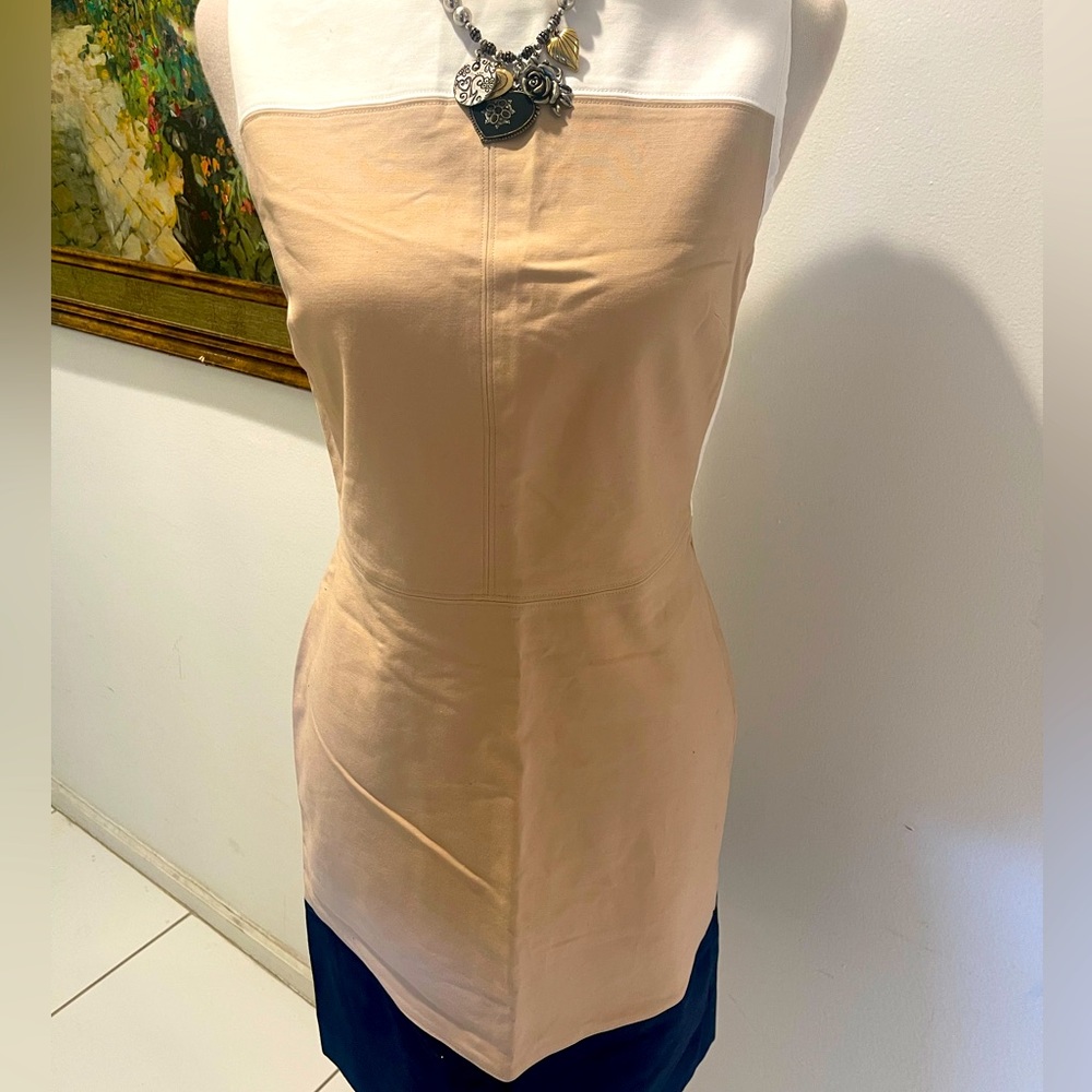 The Limited Color Block Sleeveless Fitted Dress Beige , White Black Sz 4